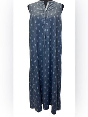 Pure Jill Indigo Women's 100% Cotton Blue & White Sleeveless Dress, Size Small